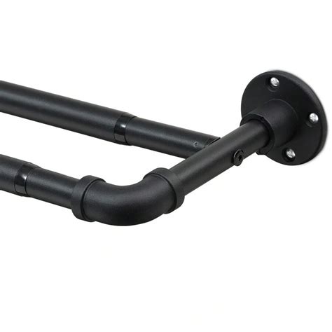 Double Curtain Rods For Windows Industrial Heavy Duty Dual Black