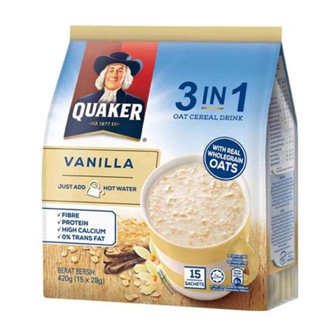 Quaker 3 In 1 Oat Cereal Drink Vanilla 15 S X 28g Shopee Malaysia