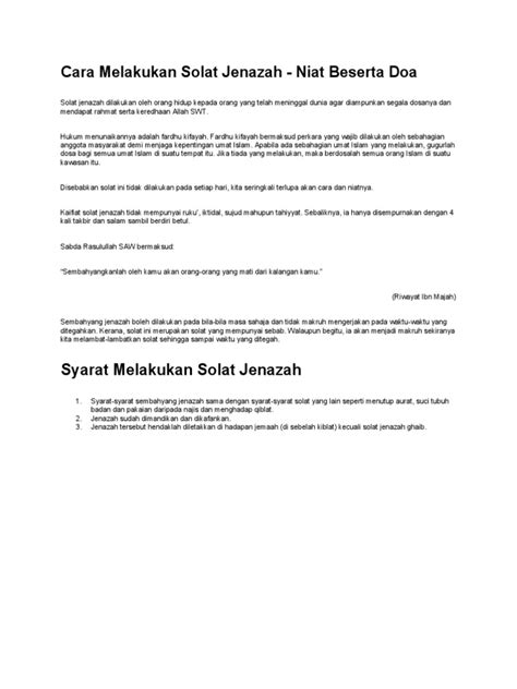 Cara Melakukan Solat Jenazah Pdf