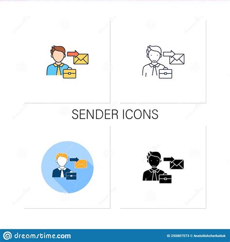 Sender icons set stock vector. Illustration of glyph - 250807573