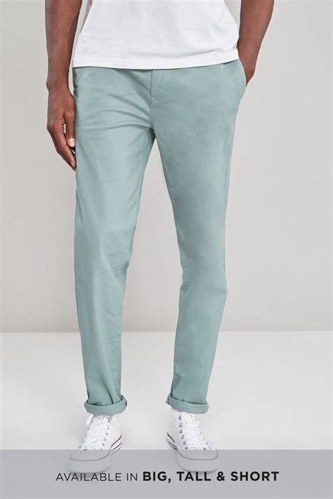 Mens Next Sage Green Slim Fit Stretch Chinos Green Stone Chinos