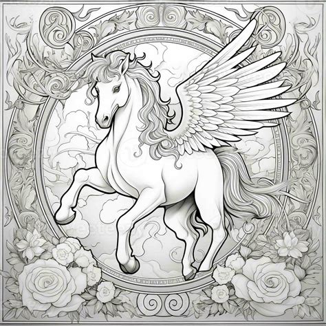 Pegasus Coloring Pages 26844577 Stock Photo at Vecteezy