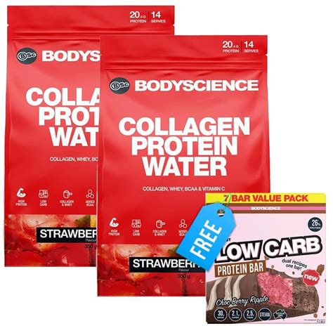 Bsc Collagen Protein Water Twin Pack Free Green Tea Tx100 12 Serve