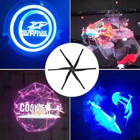 Cm Naked Eye Holographic Fan Projection Advertising Machine Ultra Clear Led Light Suspension