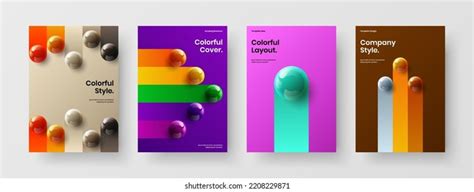 Amazing Realistic Balls Poster Template Multicolored Stock Vector