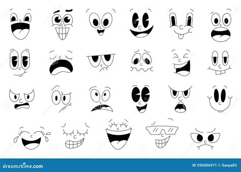 Funny Cartoon Faces. Coloring Page Stock Illustration - Illustration of ...