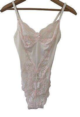 S S Vintage Lingerie Teddy Pink White Coquette Lace Bodysuit Women S XS S EBay