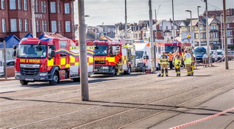 Fire Engines On Blackpool Prom After Hotel Fire Editorial Stock Photo