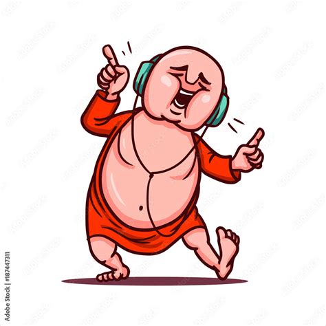 Cartoon vector illustration. Street art work or sticker with funny character. Funny Buddha ...