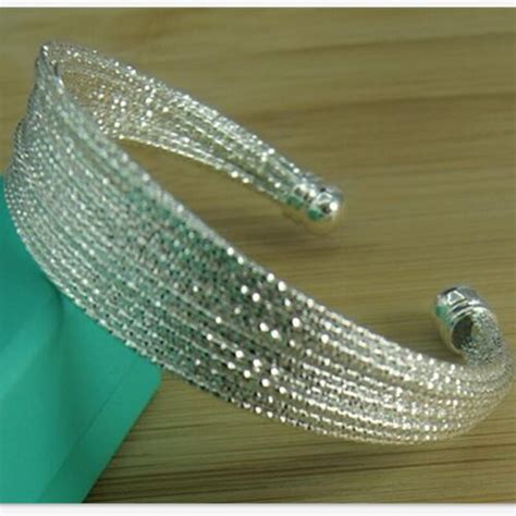 Pulsera De Plata De Ley Para Mujer Brazalete Grandado