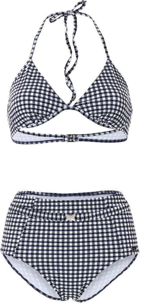 Fashy Damen Gino Lapis Serie Lurex Check Bikini Set Wei B Amazon De Fashion