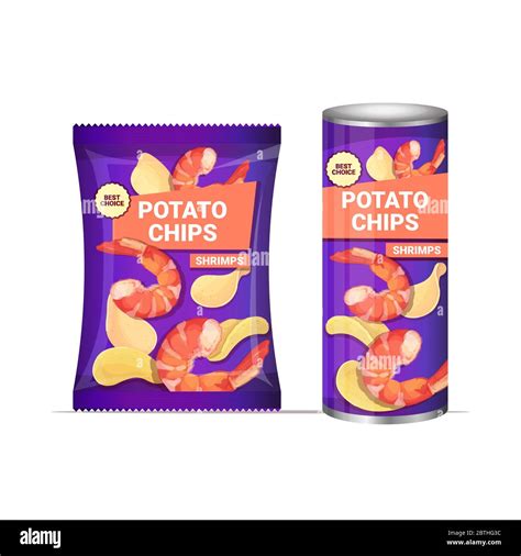 Potato Chips With Shrimps Flavor Crisps Natural Potatoes And Packaging