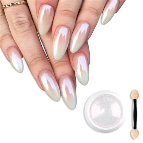 Amazon Magic White Pearl Chrome Nail Powder Solid Glitter Fairy