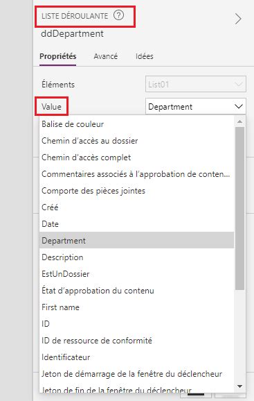 Créer une liste déroulante dépendante dans une application canevas