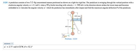 A Pendulum Consists Of Two Kg Concentrated Masses Positioned As