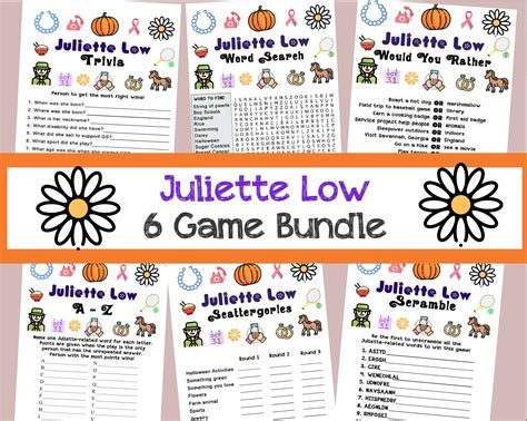 6 Game Bundle About Juliette Low Perfect For Juliette Low Birthday