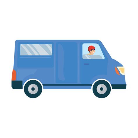 A Man In A Van Driving On A White Background 49443181 Vector Art At