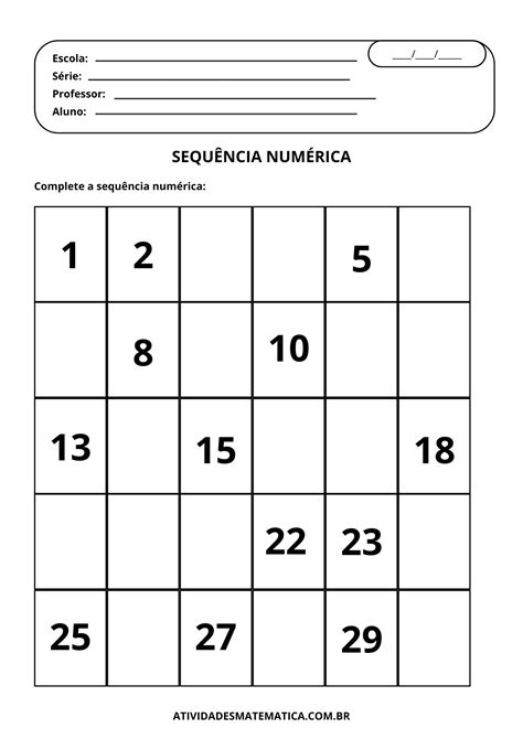 Atividade De Matematica Sequencia Numerica - 19 Atividades de Sequência numérica – Atividades de Matemática
