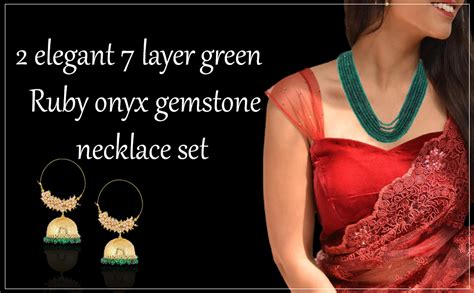 Buy Panaashe Rajasthani Ruby With Green Onyx Layer Necklace With Bali