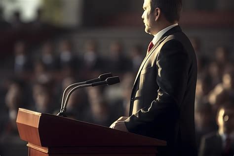 premium photo professional businessman giving  speech   podium