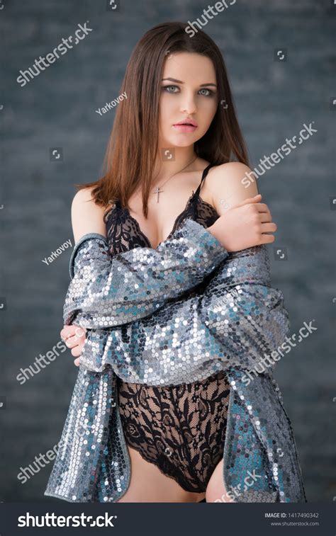 Beautiful Sexy Brunette Girl Black Lace Stock Photo Shutterstock