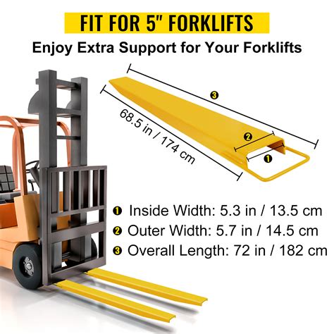 VEVOR Pallet Forks Extensions Steel Pallet Forks 72 x 5.5 Inch Heavy ...