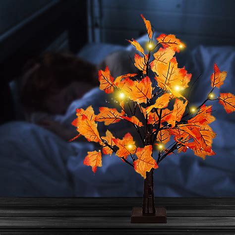 24 Inch Artificial Fall Lighted Maple Tree 24 Led Thanksgiving Decor