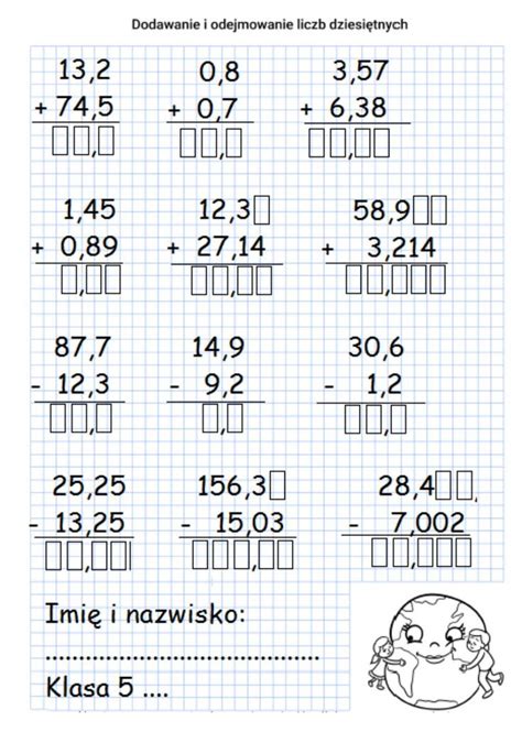 Dodawanie I Odejmowanie U Amk W Dziesi Tnych Worksheet Workbook