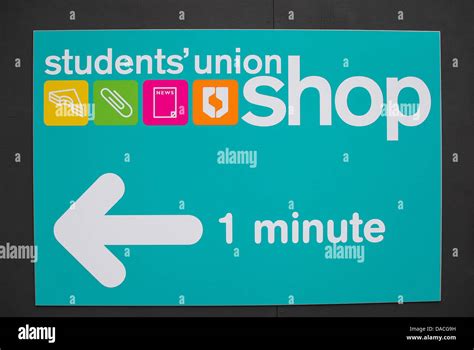 students union shop sign stock photo alamy