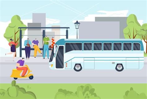 Transporte P Blico De Personas En Autob Premium Vector Freepik