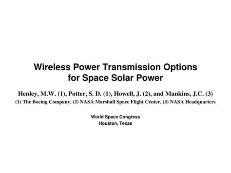 Ppt Wireless Power Transmission Options For Space Solar Power Powerpoint Presentation Id 6607824