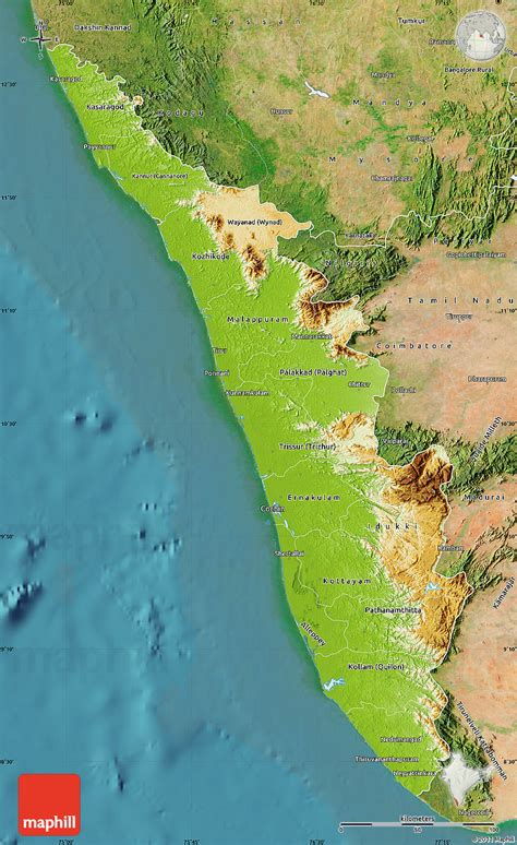 Political Map Of Kerala Political Shades Map Of Kerala Satellite Porn