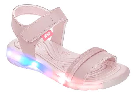 Sandalia Infantil De Led Kidy Wave Nude Ajuste Parcelamento Sem Juros