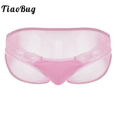 TiaoBug Men Soft Breathable Sissy Panties Lingerie Sheer Mesh See