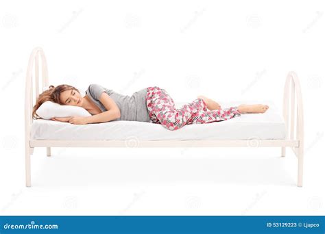 Beautiful Brunette Woman Sleeping In A Bed Stock Image Image Of Dreaming Beautiful