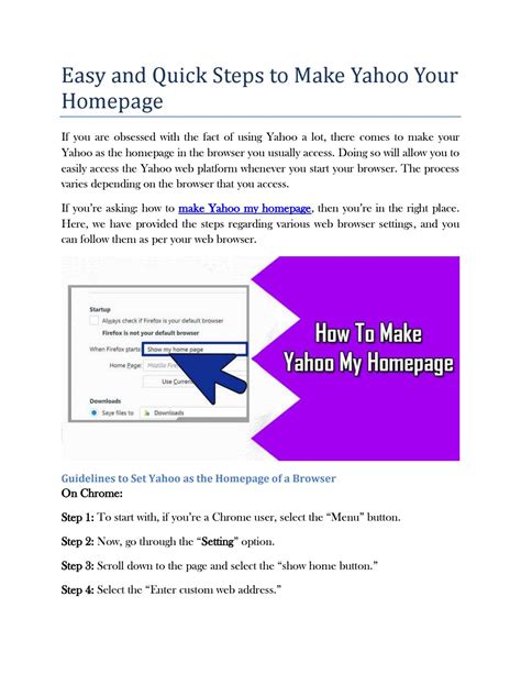 Easy And Quick Steps To Make Yahoo Your Homepage By David James Issuu
