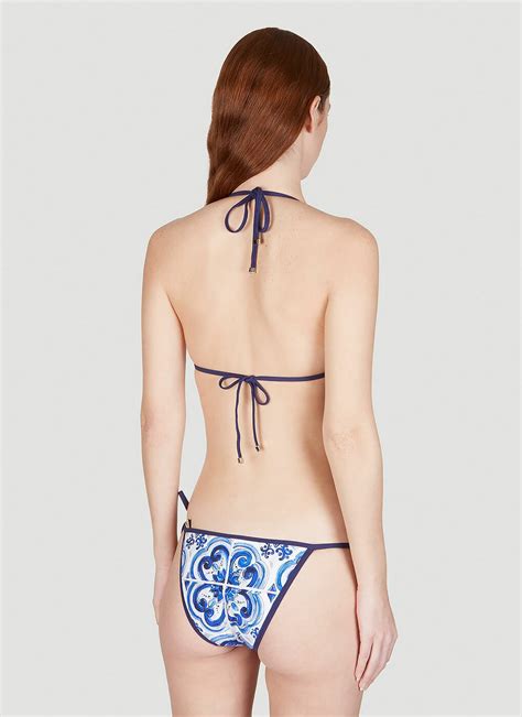Majolica Triangle Bikini In Blue Dolce Gabbana