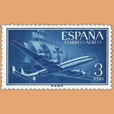 Spainfilatelia DICTADURA AÑO 1955 Superconstellation y nao Santa