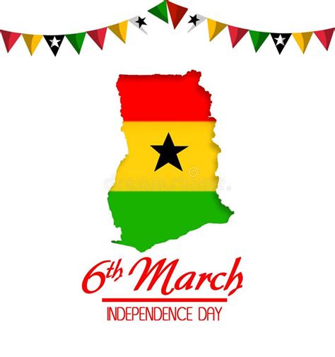 Ghana Flag In Ghana Map Star 6th March Independence Day Stock