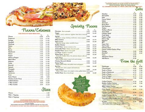 Menu For Sudbury Pizza Place In Sudbury Massachusetts United States