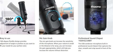 MAONO AU-PM461 - USB Gaming Microphone with Mic Gain