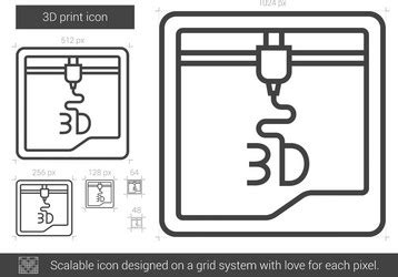 Three D Design Line Icon Royalty Free Vector Image