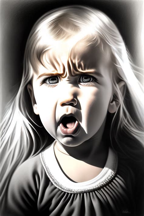 Lexica Pencil Drawing Of A 3 Year Old Blonde Girl Angry