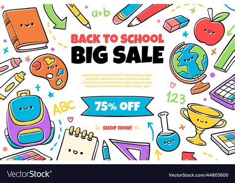 Hand Drawn Back School Design Sale Banners Vector Image