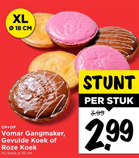 Vomar Gangmaker Gevulde Koek Of Roze Koek Aanbieding Bij Vomar