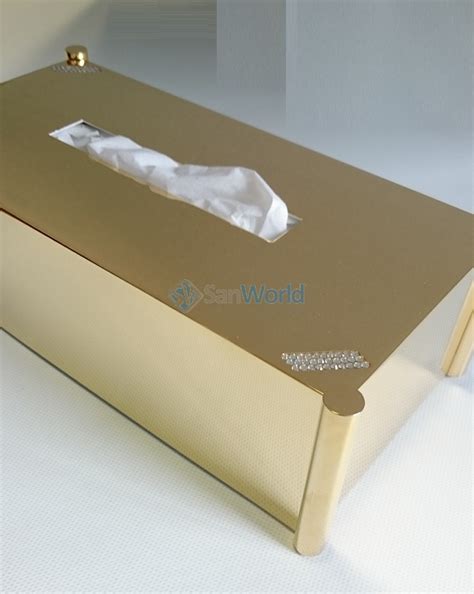 Салфетница настольная Золотая с кристаллами Swarovski — SanWorld.ru