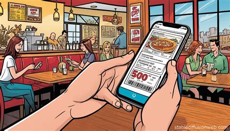 person showing coupon   restaurant stable diffusion