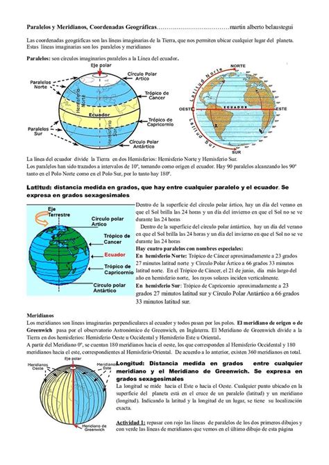 Paralelos Y Meridianos Coordenadas Geográficas Martín Belaustegui Martin Alberto B