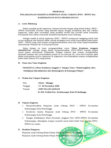Contoh Proposal Pelantikan Ipnu Ippnu Pdf
