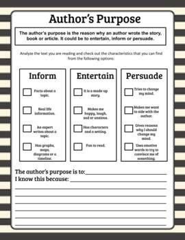 Author s purpose Propósito del autor check list Bilingual by Little Steps